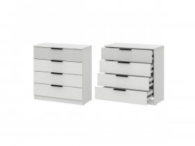 Комод 4 ящика (ЛДСП/МДФ) Эккервуд (белый) в Комарье - komare.mebel-nsk.ru | фото