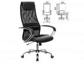 Кресло офисное BRABIX PREMIUM Stalker EX-608 CH, хром, ткань-сетка/кожзам, черное в Комарье - komare.mebel-nsk.ru | фото