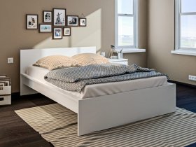 Кровать двуспальная 1,4м Леон СБ-3368 (белый) в Комарье - komare.mebel-nsk.ru | фото
