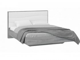 Кровать двуспальная 1,6 м «Миранда» Тип 1 (Дуб Гамильтон/Белый глянец) в Комарье - komare.mebel-nsk.ru | фото