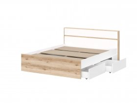 Кровать двуспальная 1,6м Брауни (дуб делано/белый) в Комарье - komare.mebel-nsk.ru | фото