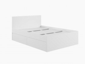 Кровать двуспальная с ящиками 1,4м Мадера-М1400 (белый) в Комарье - komare.mebel-nsk.ru | фото