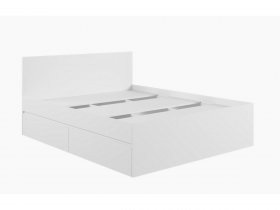 Кровать двуспальная с ящиками 1,6м Мадера-М1600 (белый) в Комарье - komare.mebel-nsk.ru | фото