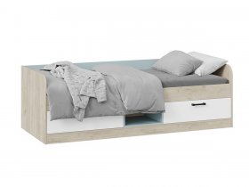 Кровать комбинированная «Оливер» Тип 1 401.003.000 (дуб крафт серый/белый/серо-голубой) в Комарье - komare.mebel-nsk.ru | фото