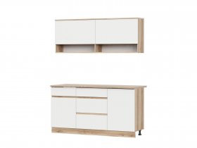 Кухонный гарнитур 1,6м Брауни (дуб делано/белый) в Комарье - komare.mebel-nsk.ru | фото