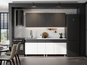 Кухонный гарнитур София (2,0м) (бланж/графит матовый) в Комарье - komare.mebel-nsk.ru | фото