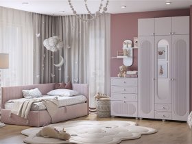 Модульная детская Милана (белое дерево/сакура) в Комарье - komare.mebel-nsk.ru | фото