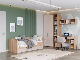 Модульная детская Сицилия (дуб альпийский/тефия) в Комарье - komare.mebel-nsk.ru | фото