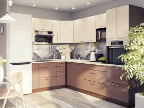 Модульная кухня Классика (ваниль/шоколад) в Комарье - komare.mebel-nsk.ru | фото