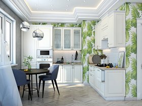 Модульная кухня Ницца (дуб кремовый) в Комарье - komare.mebel-nsk.ru | фото