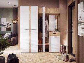 Модульная прихожая Санса (дуб сонома/белый) в Комарье - komare.mebel-nsk.ru | фото