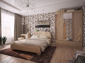 Модульная спальня Виктория-1 (дуб сонома) в Комарье - komare.mebel-nsk.ru | фото