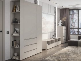 Модульная стенка Люмо (кашемир) в Комарье - komare.mebel-nsk.ru | фото