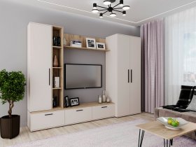Модульная стенка Верона (сатин/дуб крафт серый) в Комарье - komare.mebel-nsk.ru | фото
