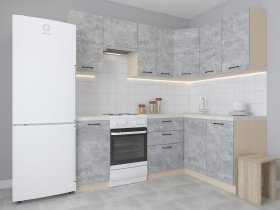 Модульная угловая кухня 1,4м*2,1м Лада (цемент) в Комарье - komare.mebel-nsk.ru | фото