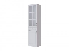 Пенал-витрина Апполия гостиная (белый/белый дуб) в Комарье - komare.mebel-nsk.ru | фото