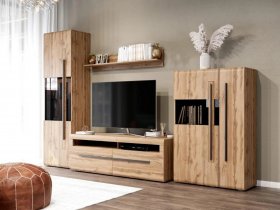 Модульная стенка Ницца (дуб вотан) в Комарье - komare.mebel-nsk.ru | фото