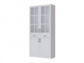 Шкаф-витрина Апполия гостиная (белый/белый дуб) в Комарье - komare.mebel-nsk.ru | фото