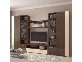 Стенка Гамма (дуб венге/дуб молочный) в Комарье - komare.mebel-nsk.ru | фото