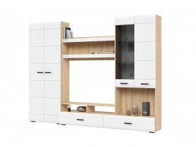 Стенка ГС-01 Либерти (дуб сонома/белый глянец) в Комарье - komare.mebel-nsk.ru | фото