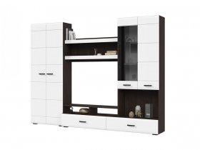 Стенка ГС-01 Либерти (венге/белый глянец) в Комарье - komare.mebel-nsk.ru | фото