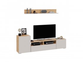 Стенка «Сильвия» (дуб крафт золотой/кашемир) в Комарье - komare.mebel-nsk.ru | фото