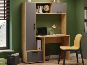 Стол письменный тип 15 (дуб крафт золотой/графит серый) в Комарье - komare.mebel-nsk.ru | фото