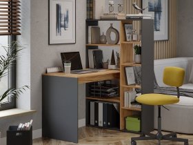 Стол письменный тип 16 (дуб крафт золотой/графит серый) в Комарье - komare.mebel-nsk.ru | фото