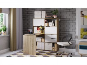 Стол письменный тип 7 (дуб сонома/белый ясень) в Комарье - komare.mebel-nsk.ru | фото