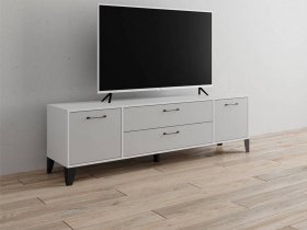 Тумба под ТВ Парус-13 (белый/серый камень) в Комарье - komare.mebel-nsk.ru | фото