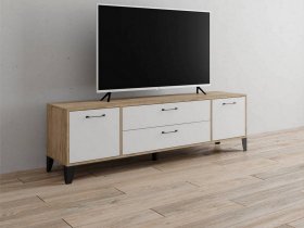 Тумба под ТВ Парус-13 (дуб крафт серый/белый) в Комарье - komare.mebel-nsk.ru | фото